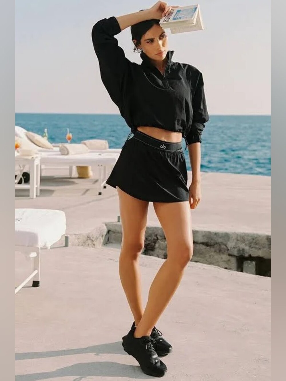 ALO Yoga Women’s Black Match Point Tennis Skirt NWT size L $78